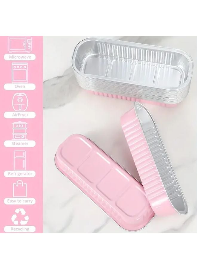 Pink Mini Baking Pan Set With Lids And Spoons 100pcs Rectangular Aluminum Foil Pans 6 8oz - Image 4